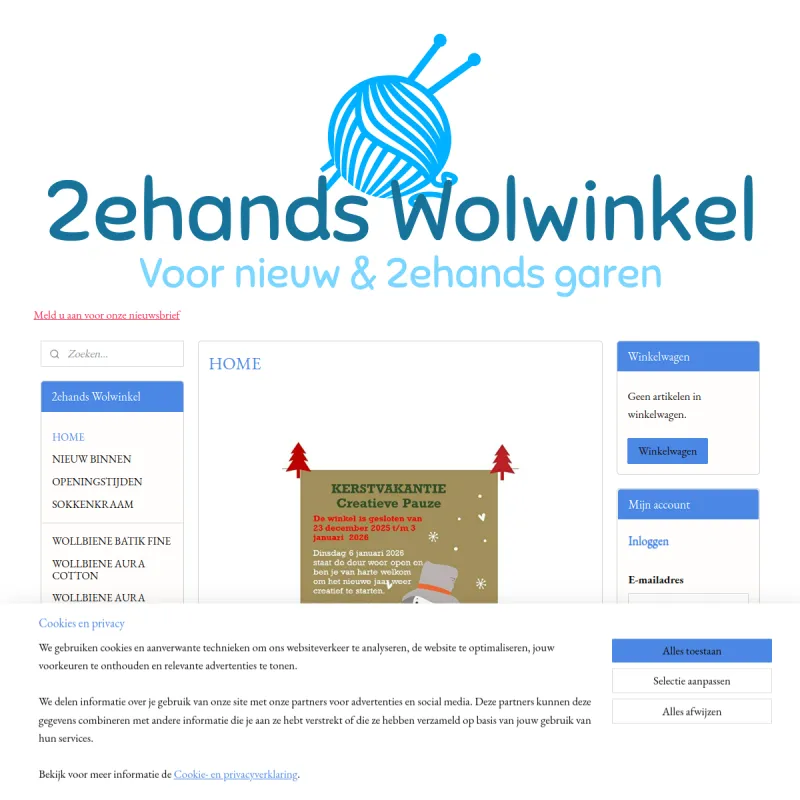 Screenshot van 2ehands Wolwinkel voor Nieuw & 2ehands Garen
