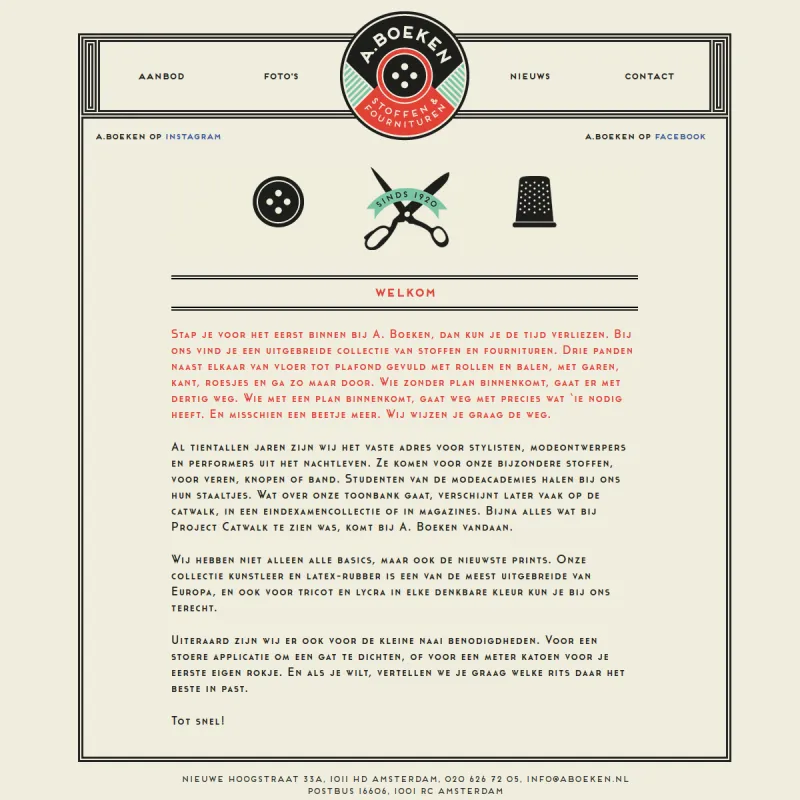 Screenshot van A. Boeken Stoffen & Fournituren Winkel