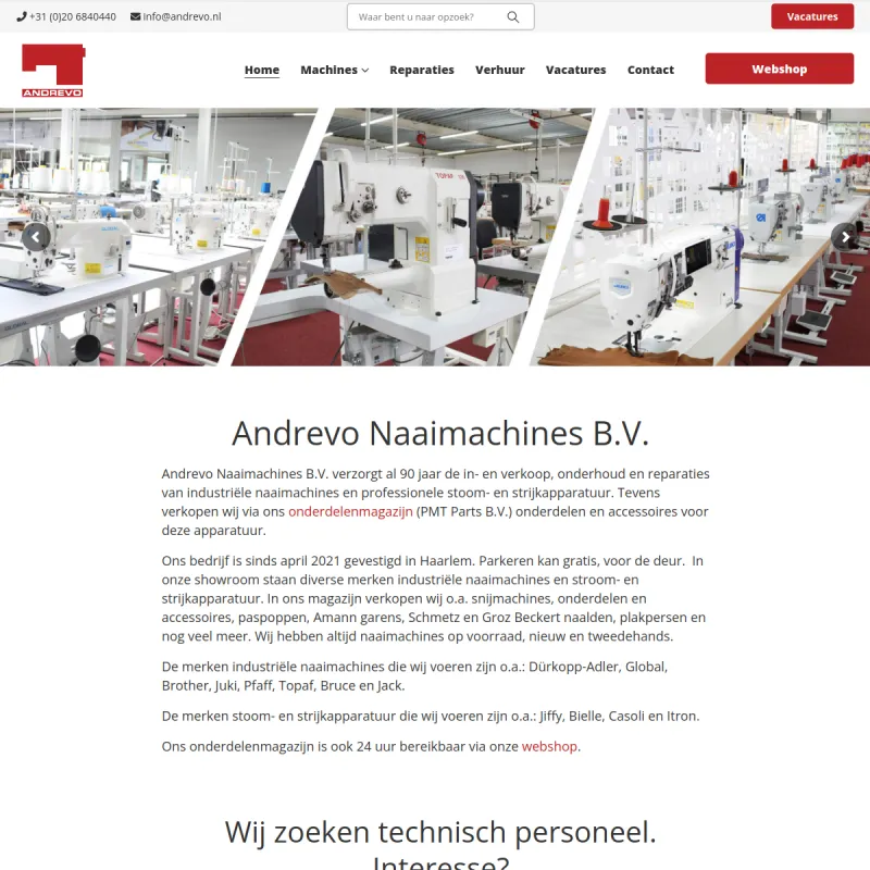 Screenshot van Andrevo Naaimachines B.V.