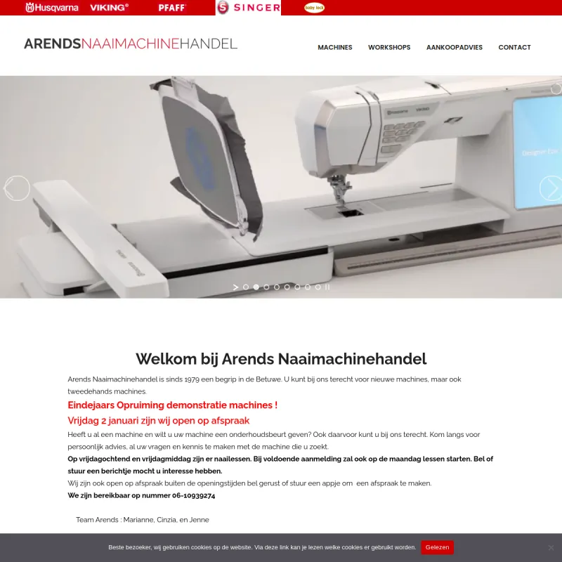 Screenshot van Arends Naaimachinehandel