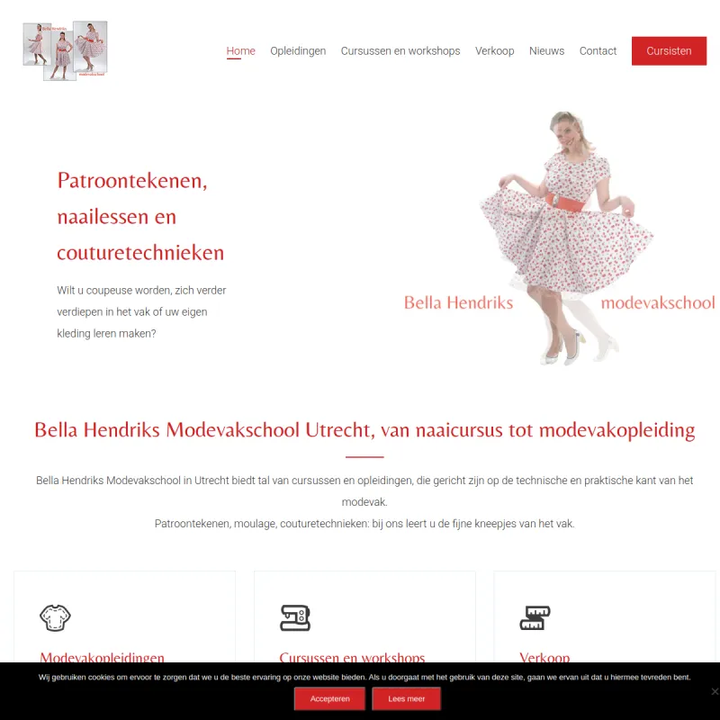 Screenshot van Bella Hendriks Modevakschool