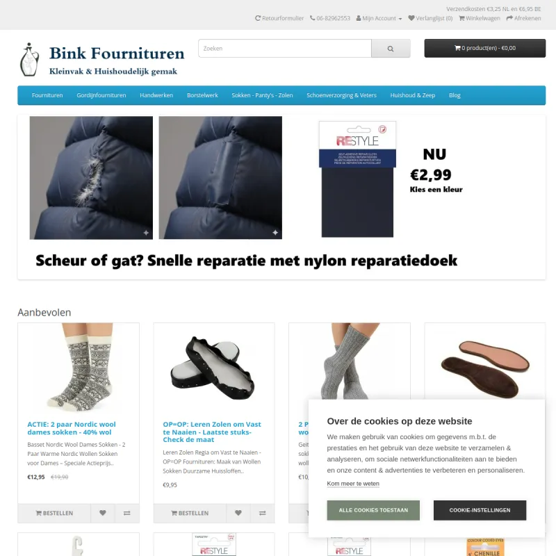 Screenshot van Bink-Fournituren