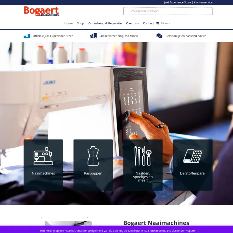 Screenshot van Bogaert Naaimachines