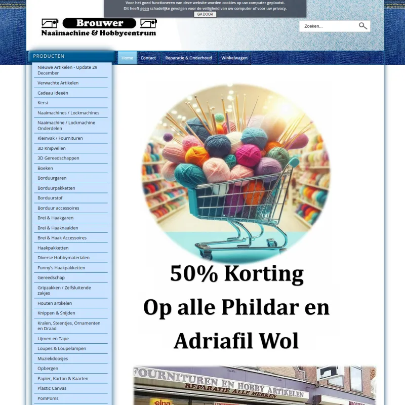Screenshot van Brouwer Naaimachine & Hobbycentrum