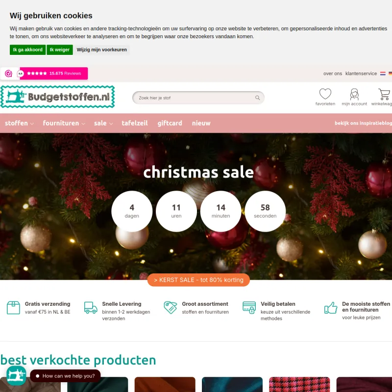 Screenshot van Budgetstoffen.nl