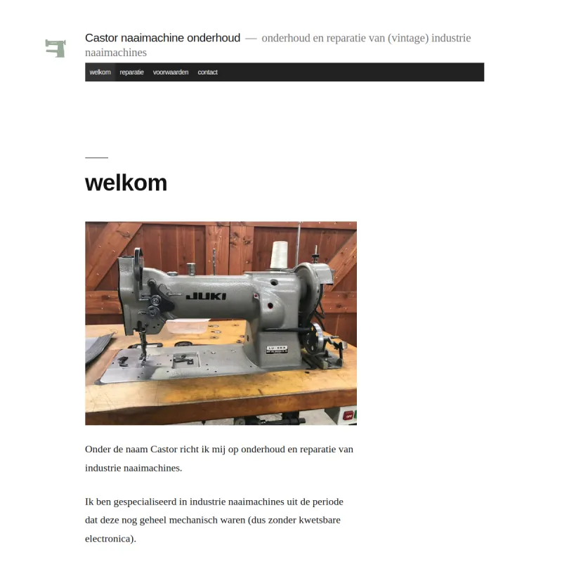 Screenshot van Castor Naaimachine Onderhoud