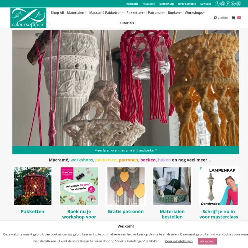 Screenshot van Colours of Life, macramé workshops