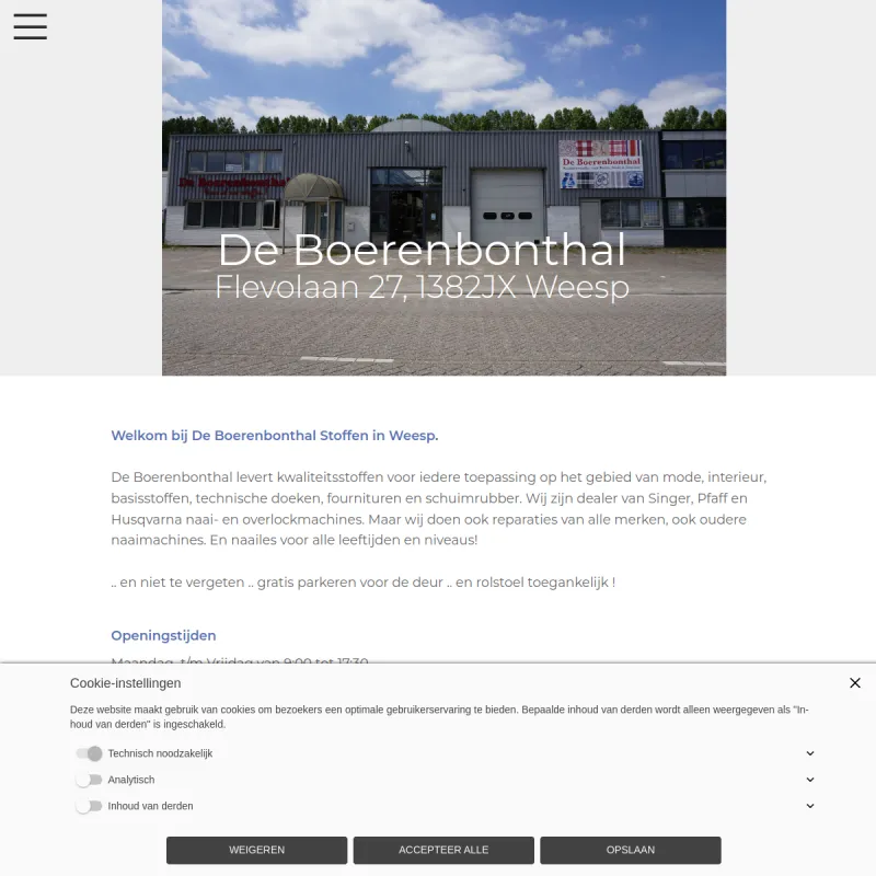 Screenshot van De Boerenbonthal Stoffen