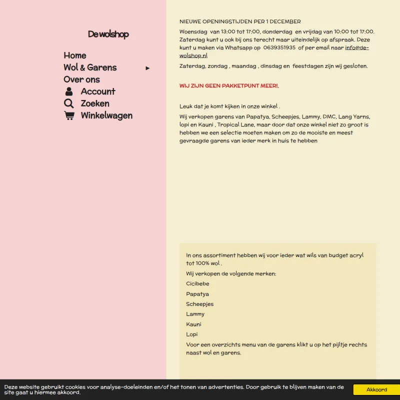 Screenshot van De wolshop