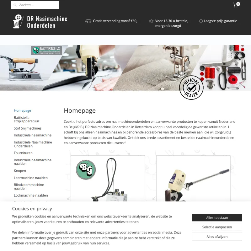 Screenshot van DR Naaimachine Onderdelen