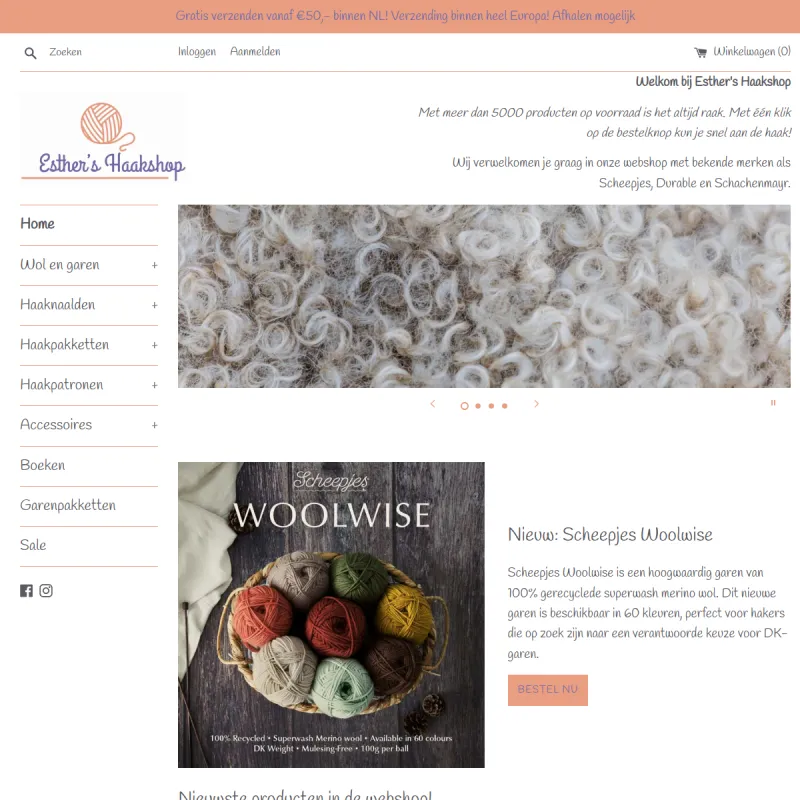 Screenshot van Esther's Haakshop