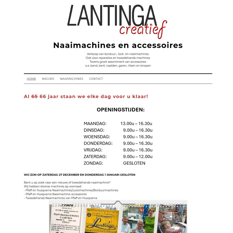 Screenshot van Firma Naaimachinehuis Lantinga