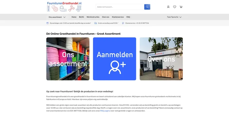 Screenshot van Fourniturengroothandel.nl
