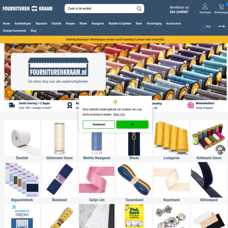 Screenshot van Fourniturenkraam.nl