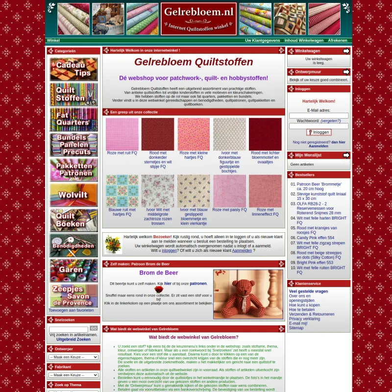 Screenshot van GELREBLOEM Quiltstoffen