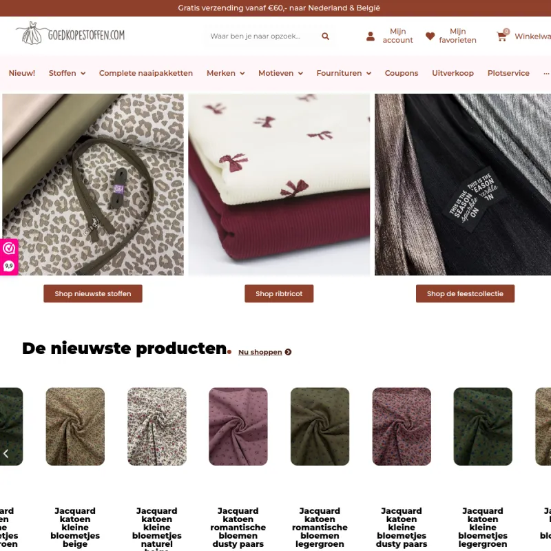 Screenshot van Goedkopestoffen.com