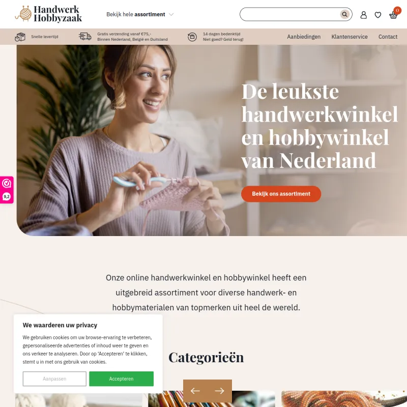 Screenshot van Handwerk Hobbyzaak | De leukste handwerk- en hobbywinkel van Nederland