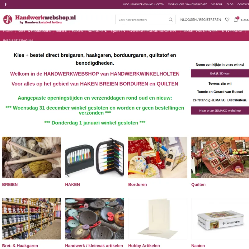 Screenshot van Handwerkwinkel Holten