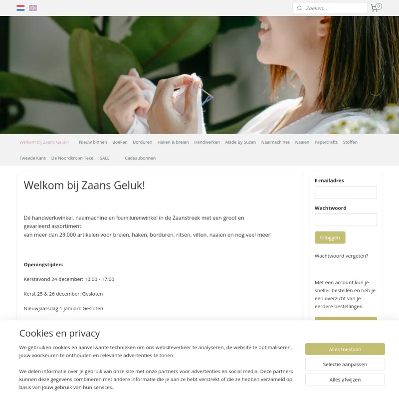 Screenshot van Handwerkwinkel Zaans Geluk, Naaimachines en onderhoud