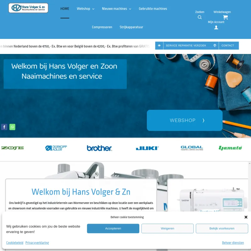 Screenshot van Hans Volger Naaimachines & Service