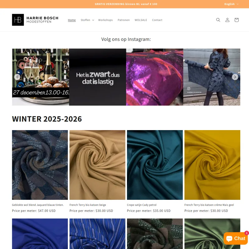 Screenshot van Harrie Bosch Modestoffen