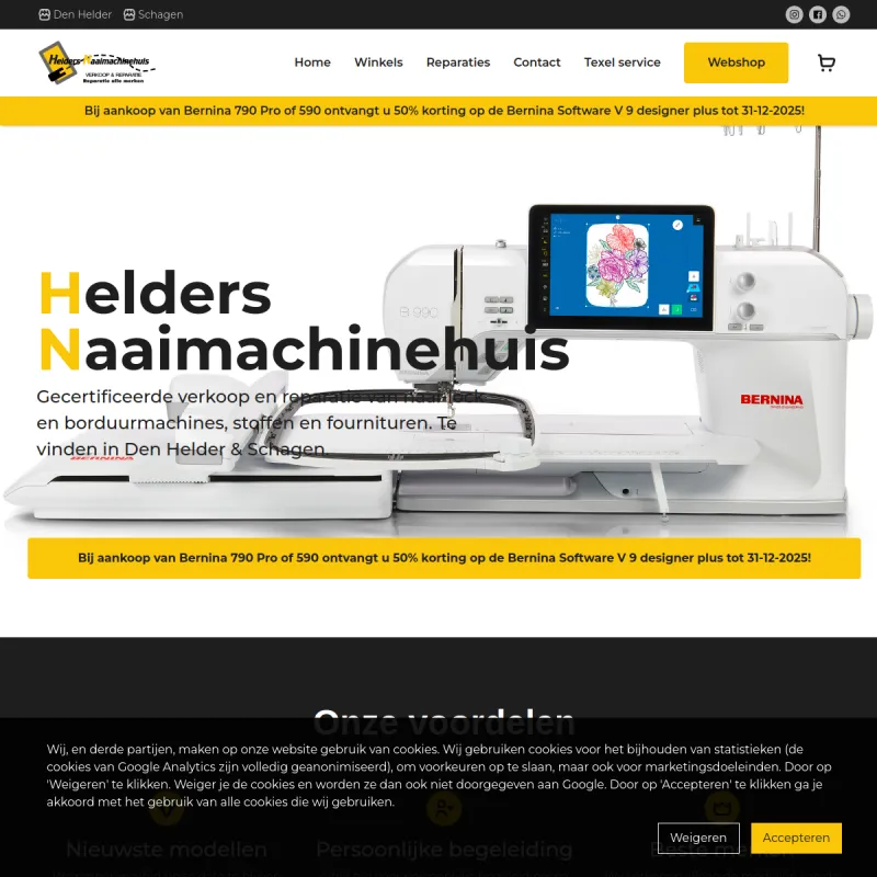 Screenshot van Helders Naaimachinehuis