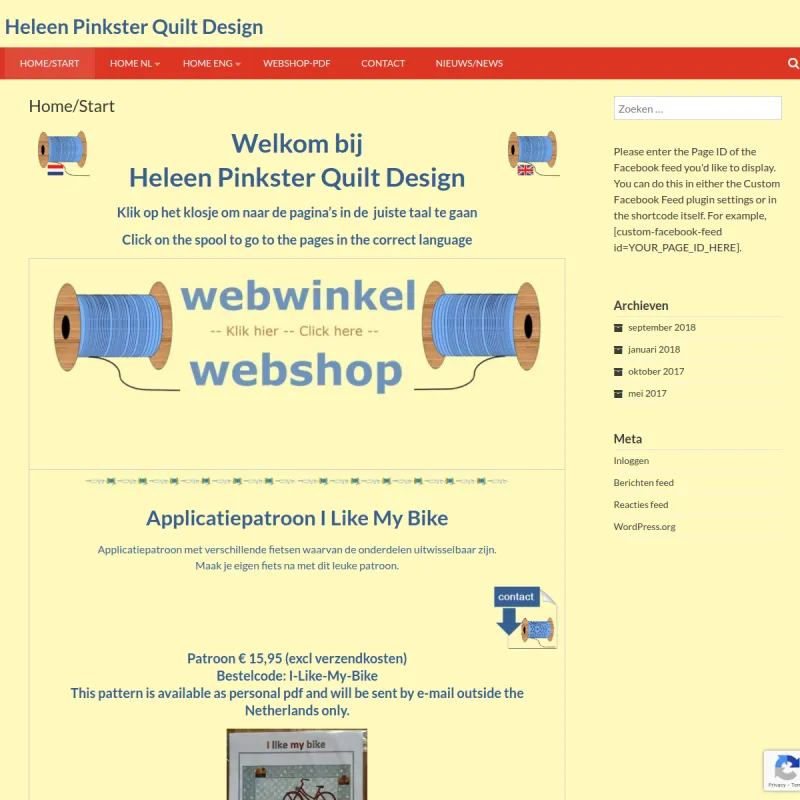 Screenshot van Heleen Pinkster Quilt Design
