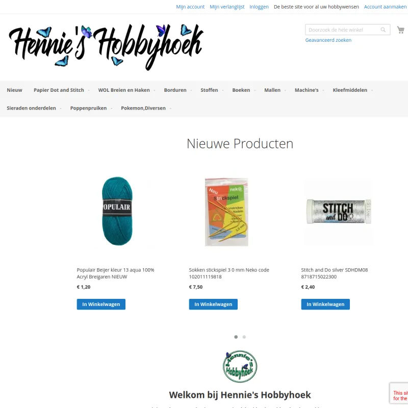 Screenshot van Hennie's Hobbyhoek