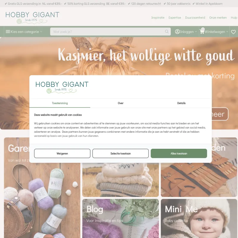 Screenshot van Hobbygigant - Beekbergse Wol- en Hobbyhal