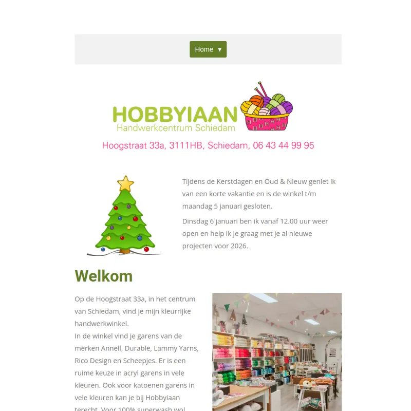 Screenshot van Hobbyiaan Handwerkcentrum Schiedam