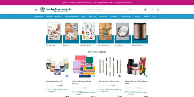 Screenshot van hobbyshop-online.nl