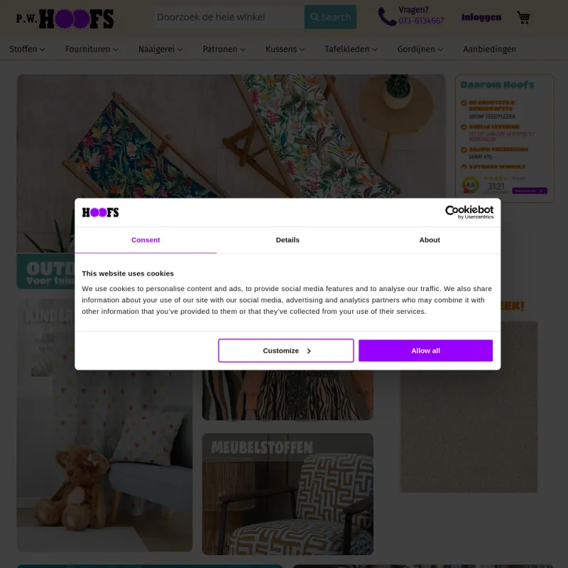 Screenshot van Hoofs Stoffen