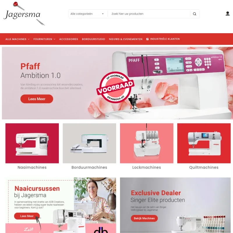 Screenshot van Jagersma Naaimachines, Borduurmachines en borduurstudio