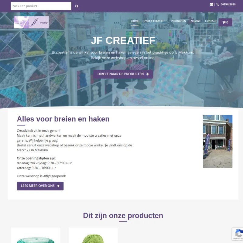 Screenshot van JF Creatief