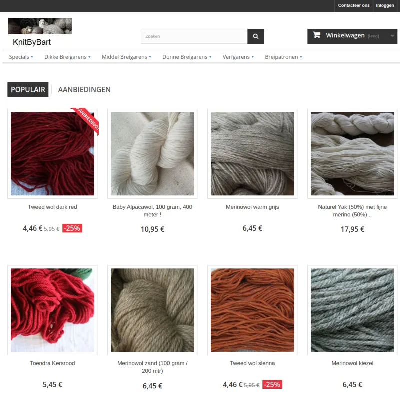 Screenshot van KnitByBart - Webwinkel in breigarens en breiwol