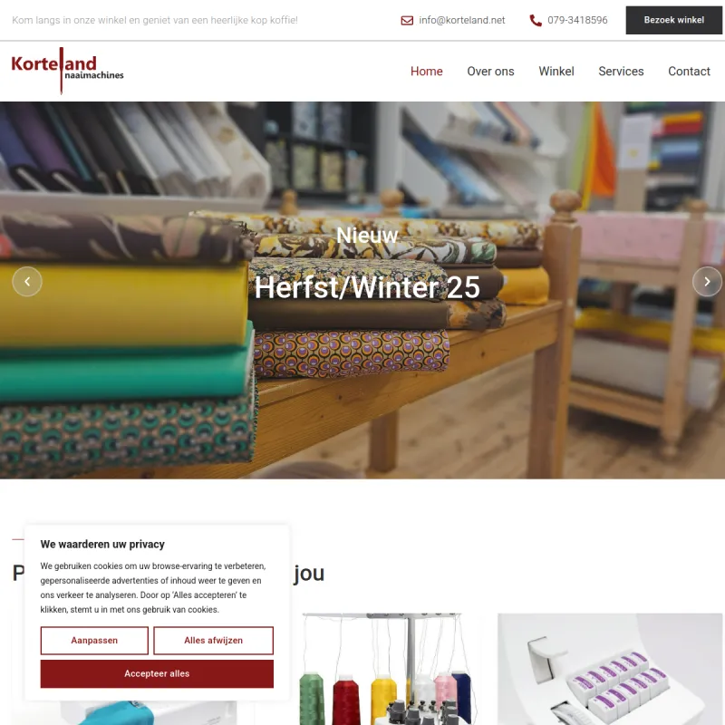 Screenshot van Korteland Naaimachines