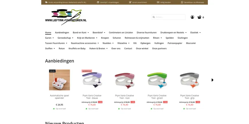 Screenshot van Lieftink Fournituren