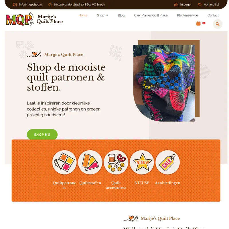 Screenshot van Marije's Quilt Place | Quiltwebshop