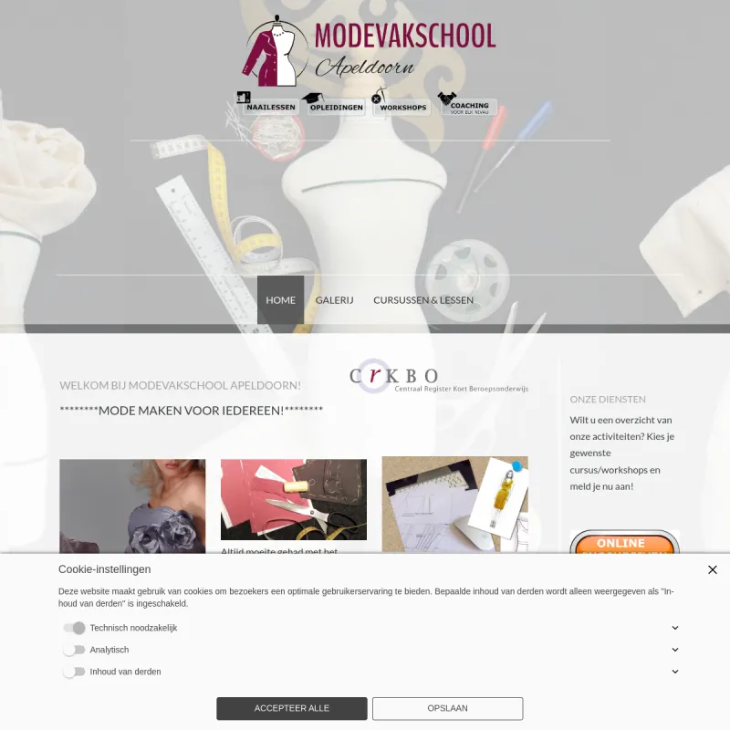Screenshot van MODEVAKSCHOOL Apeldoorn