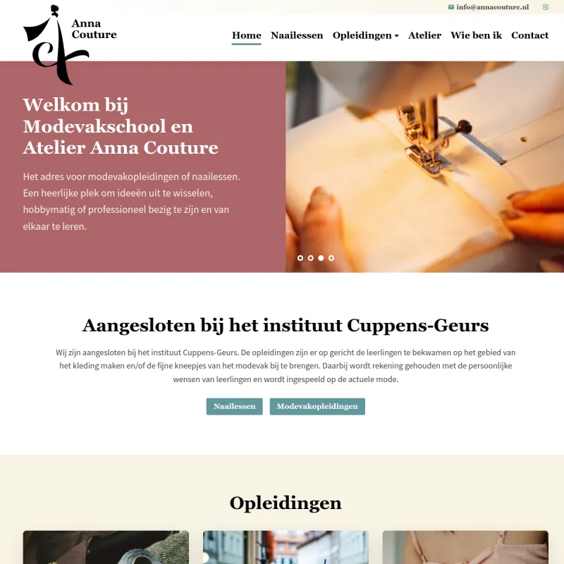 Screenshot van Modevakschool en Atelier Anna Couture