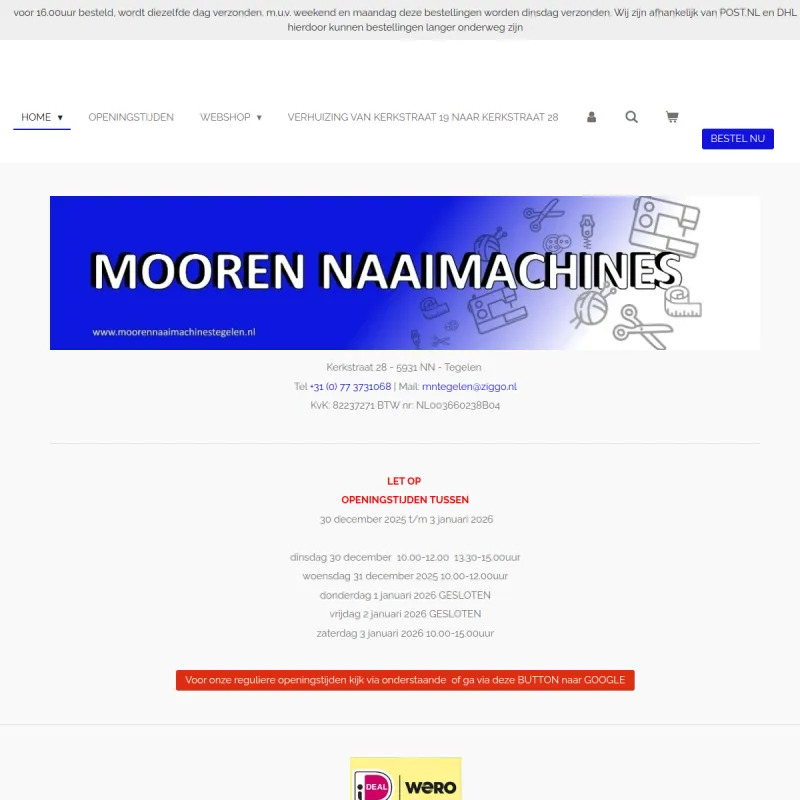 Screenshot van Mooren Naaimachines