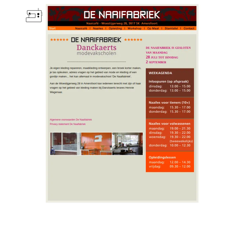 Screenshot van Naaicafé " De Naaifabriek"