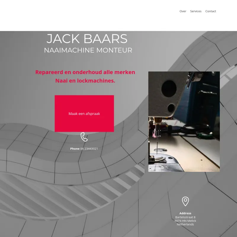 Screenshot van Naaimachine servicebedrijf Jack Baars