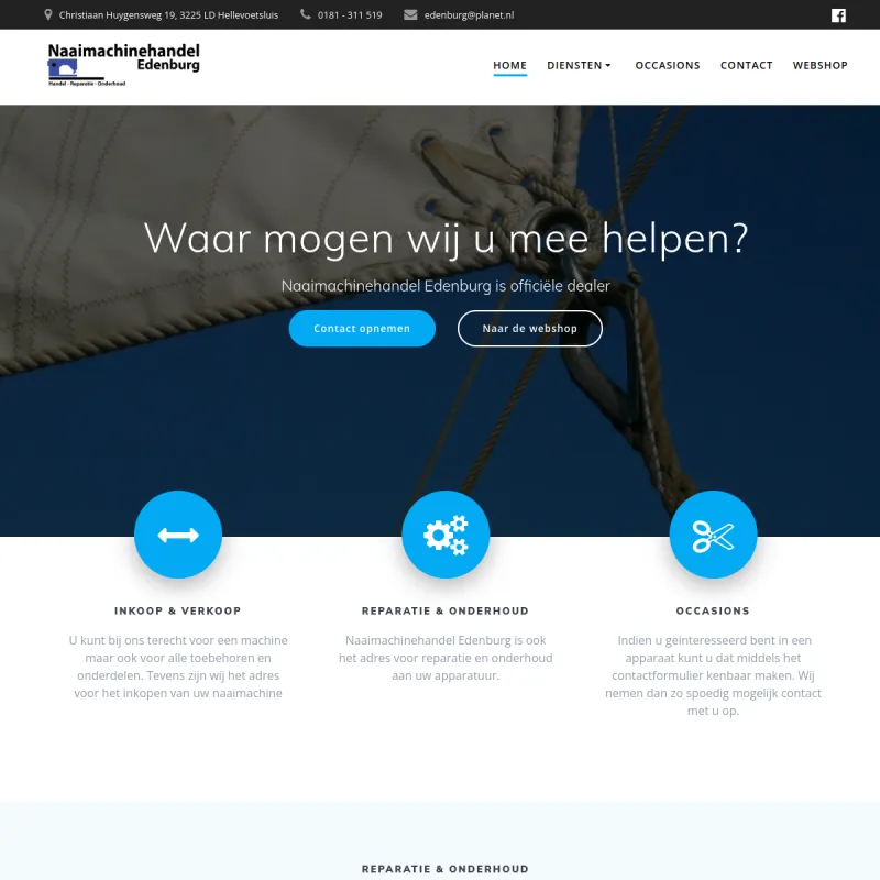 Screenshot van Naaimachinehandel Edenburg