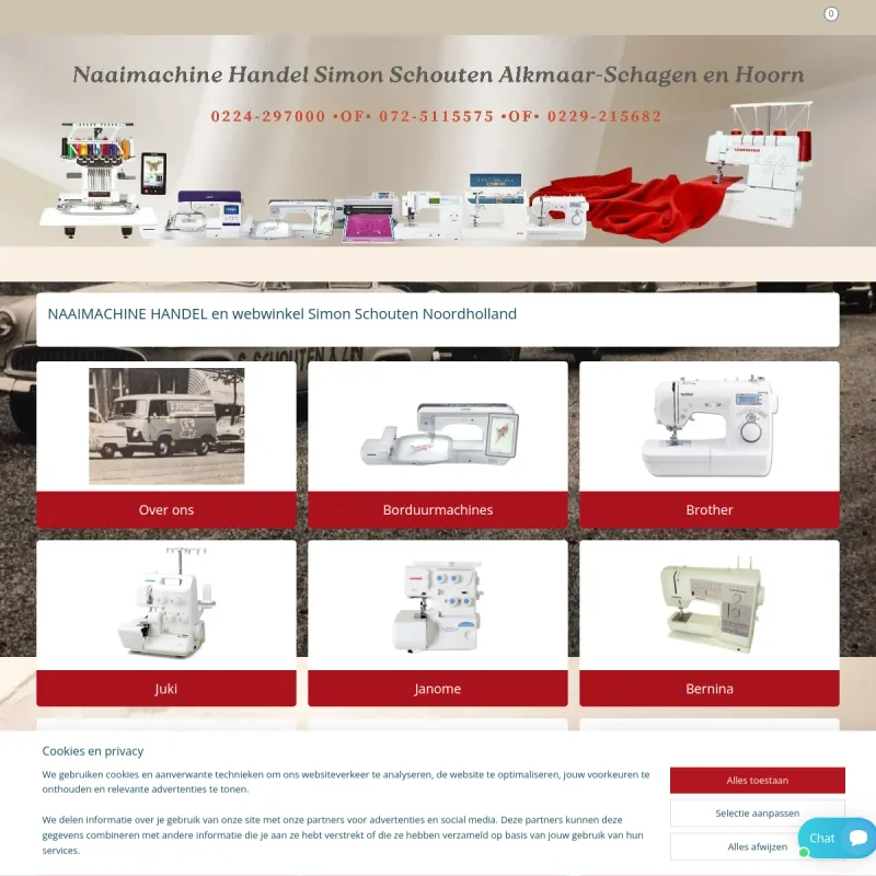 Screenshot van Naaimachinehandel Simon Schouten