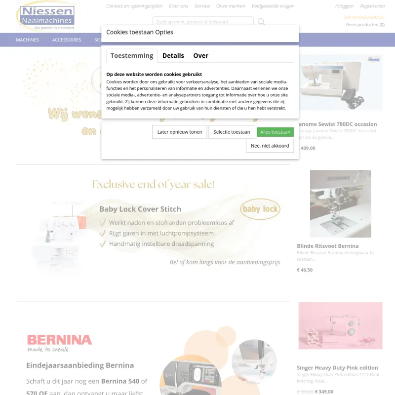 Screenshot van Niessen Naaimachines
