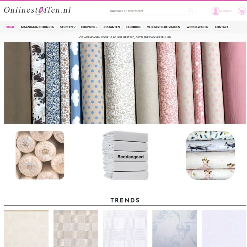 Screenshot van Onlinestoffen.nl