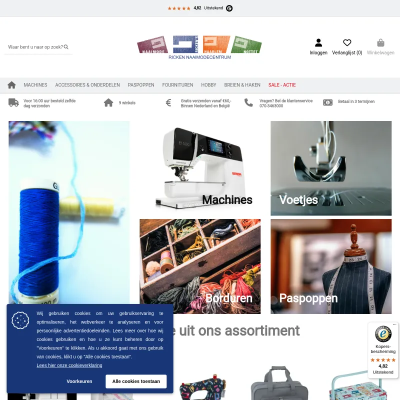 Screenshot van Rickens Naaimachinehandel