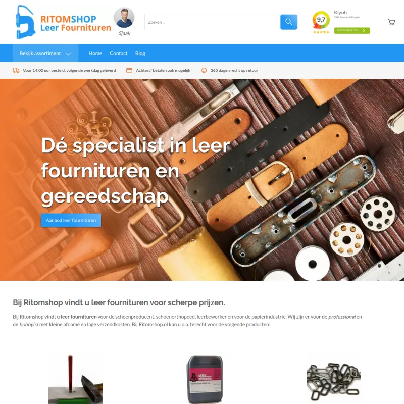 Screenshot van Ritomshop - Leer fournituren en gereedschap
