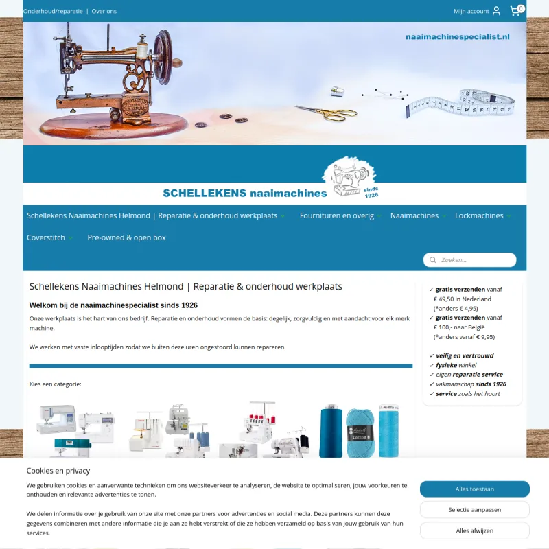Screenshot van Schellekens Naaimachines